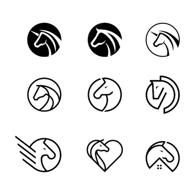 horse head logo design. linear style luxury icon vector illustration.