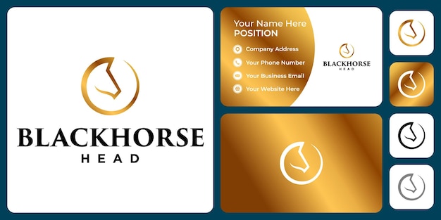 Horse head logo design with business card template