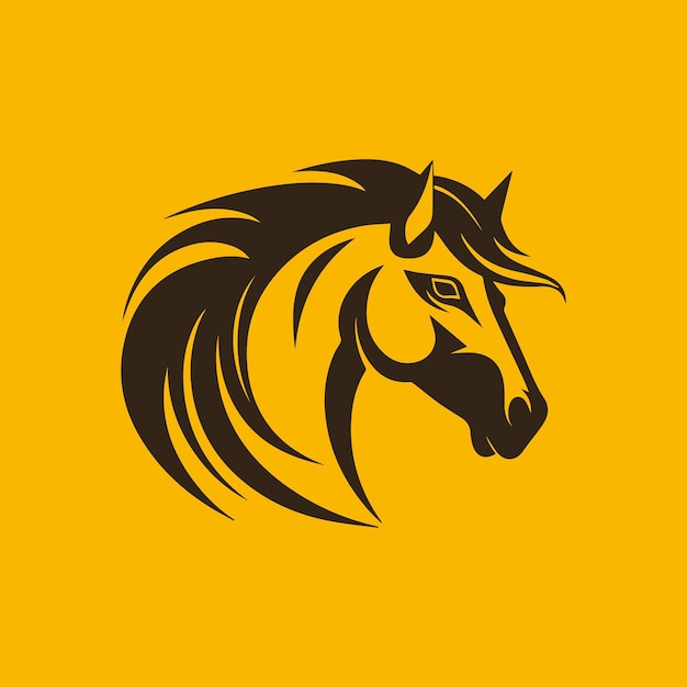 Horse head logo with a yellow background