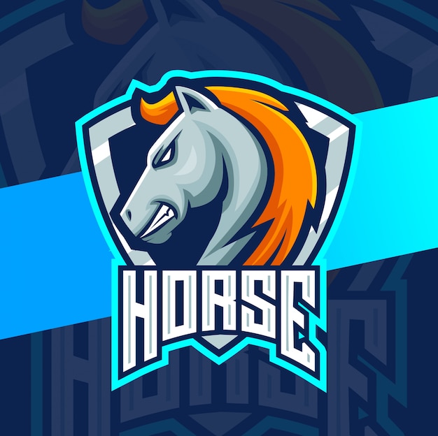 Testa di cavallo mascotte esport logo design