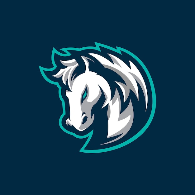 Вектор дизайна логотипа талисмана головы лошади с концептуальным стилем для печати значков, эмблем и футболок.