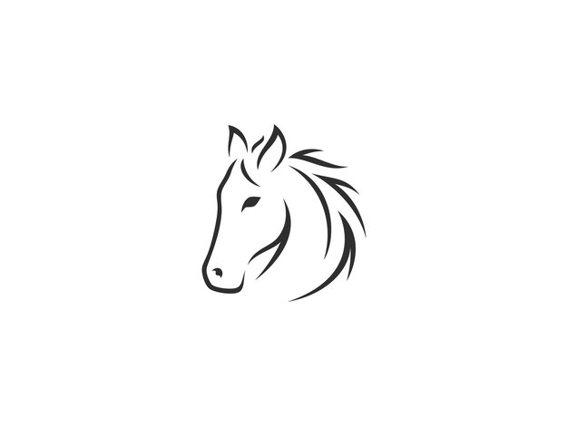 horse head outline logo vector icon illustration logo template