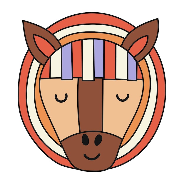 Vector horse head retro stylized animal face vector illustration