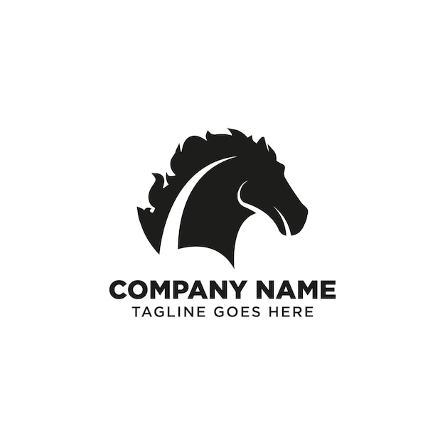 Horse Head Silhouette Logo Vector Template