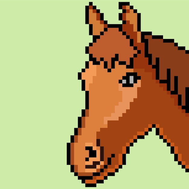 Horse head with pixel art.