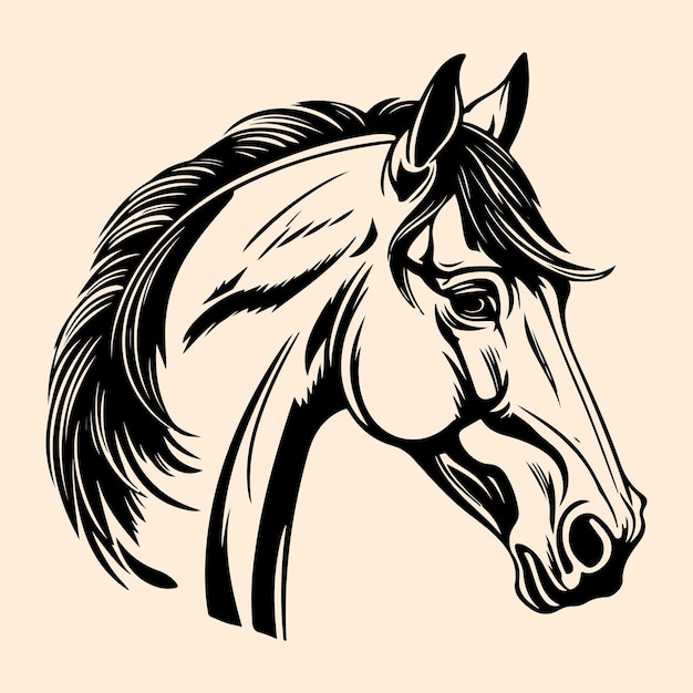 Horse head woodcut style vector illustration