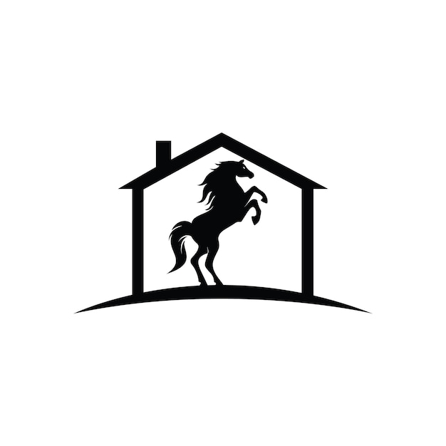 Horse and home vector logo design