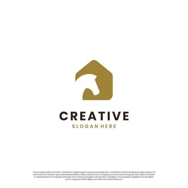 Horse house logo design on isolated background horse head combine with house logo concept