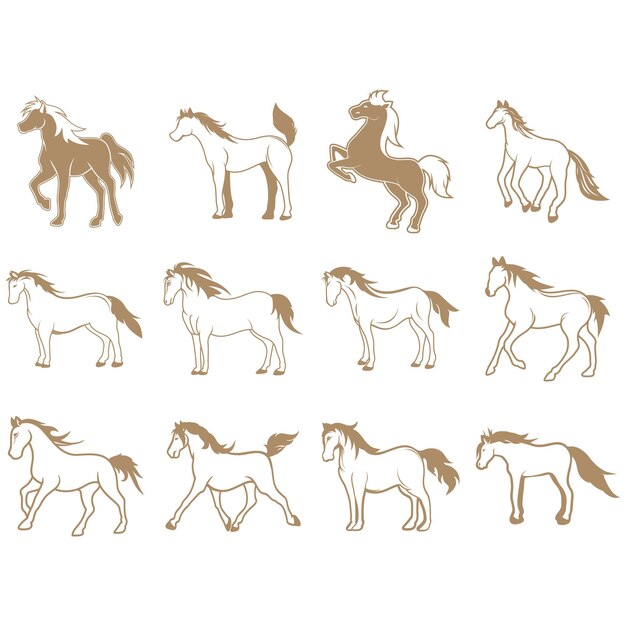 Vector horse icon set