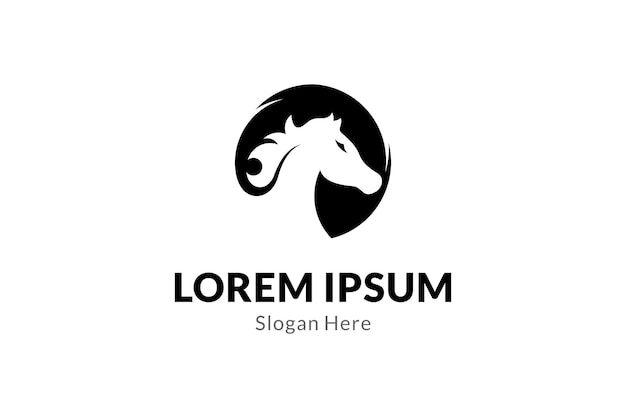평평한 스타일의 말 아이콘 터 로고 디자인
