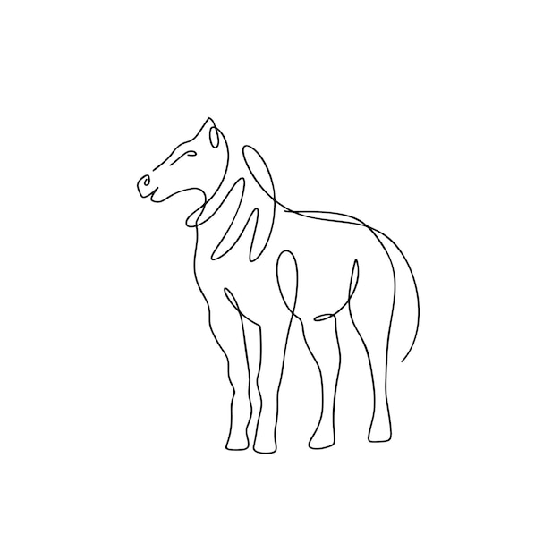 Horse illustration in line art style isolated on white