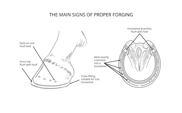 Horse info graphic poster design Anatomy of horse hoof Vector illustration