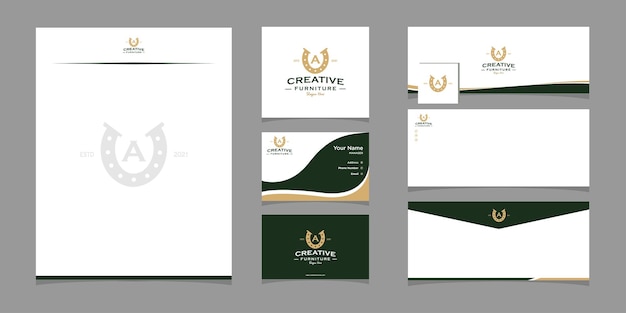 Horse iron paws logo design with business card template