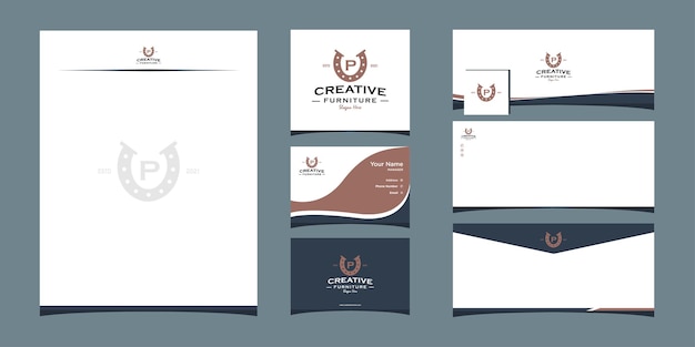 Horse iron paws logo design with business card template