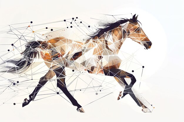 Vector a horse is depicted in a graphic style