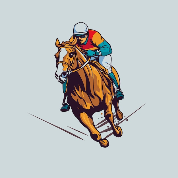 ベクトル 競馬馬に乗るジョッキー 競馬马のベクトルイラスト
