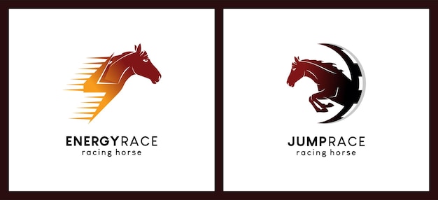 창의적인 개념을 가진 말 점프 또는 달리기 기호 로고 디자인