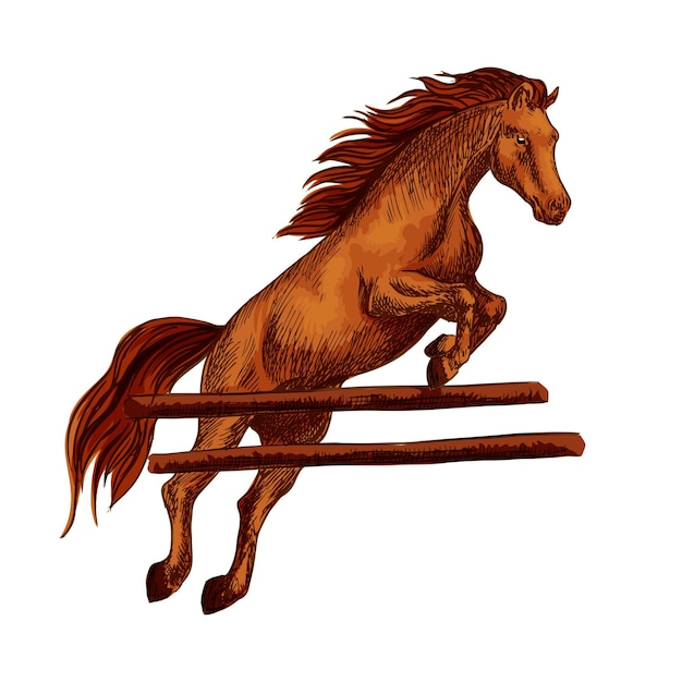 馬のスポーツ競馬の馬の跳躍のシンボル