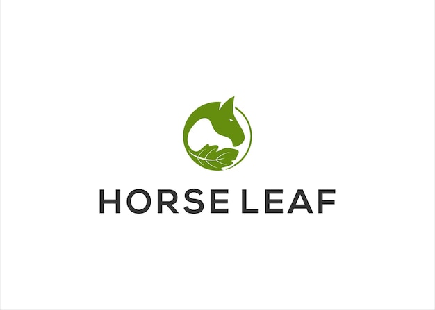 horse leaf logo design concept