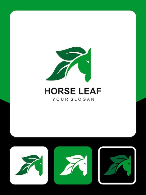 horse leaf logo design and icons