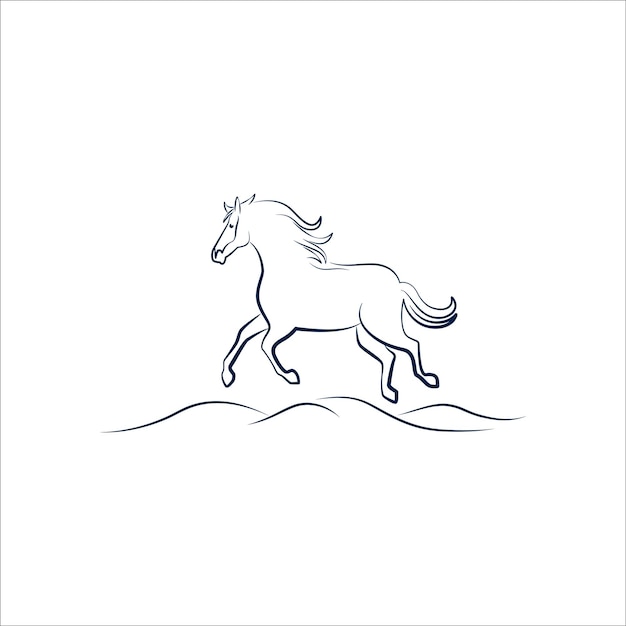 Vettore disegno dell'icona del logo della linea del cavallo vettore di illustrazione dell'icona del logo dell'animale minimalista e moderno semplice