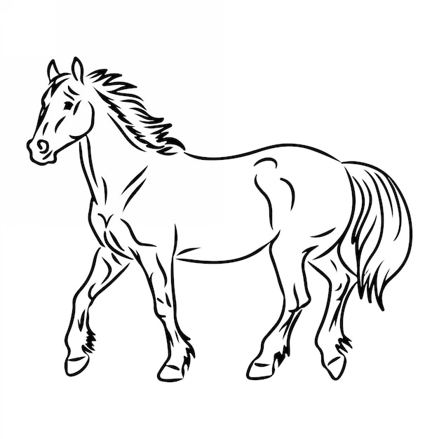 Vector horse line art vector illustration black color