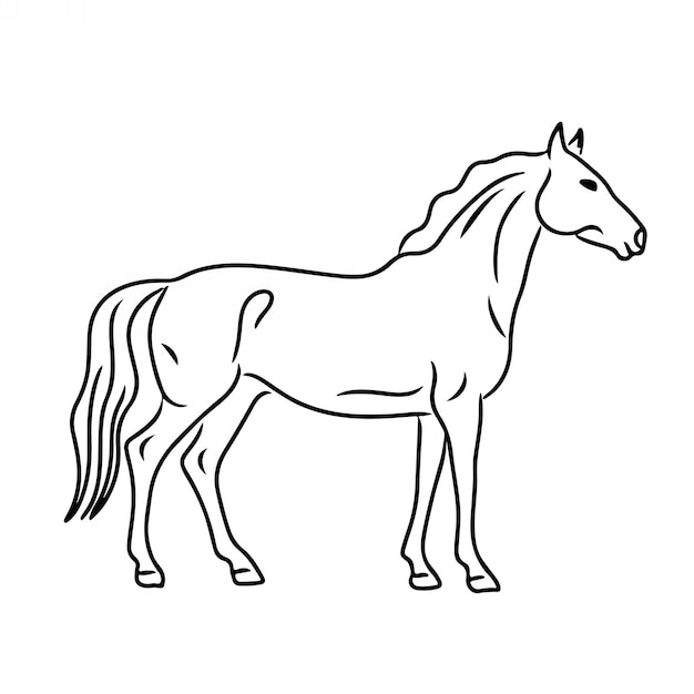 horse line art vector illustration black color