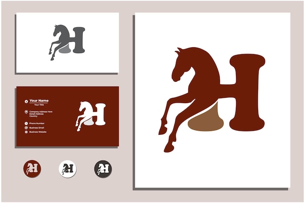 horse logo art forming letter h