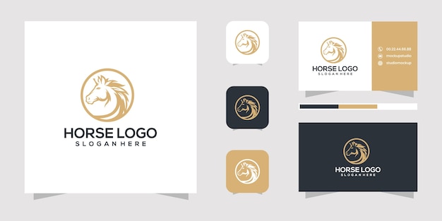 Modello di progettazione e biglietto da visita del logo del cavallo