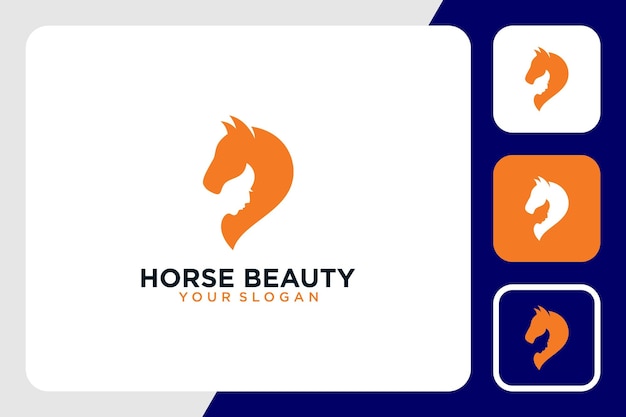 Дизайн логотипа лошади с красотой и лицом