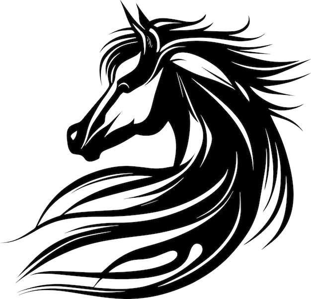 Horse Logo Monochrome Design Style