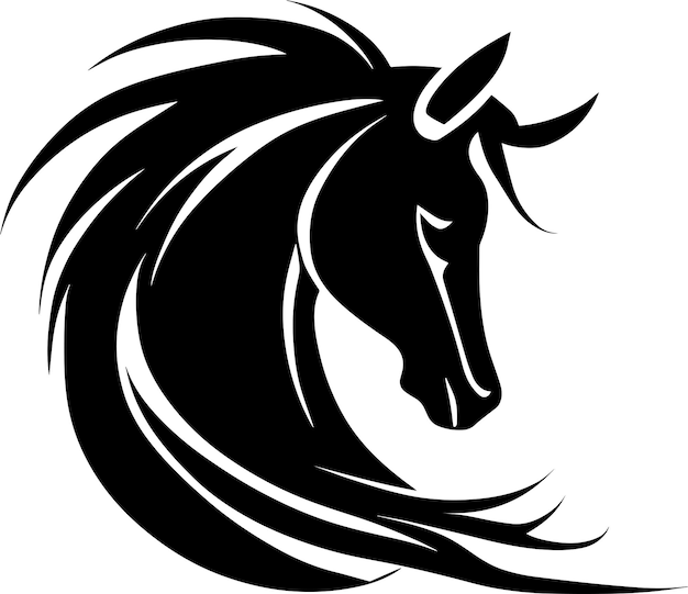 馬のロゴのモノクロ デザイン スタイル