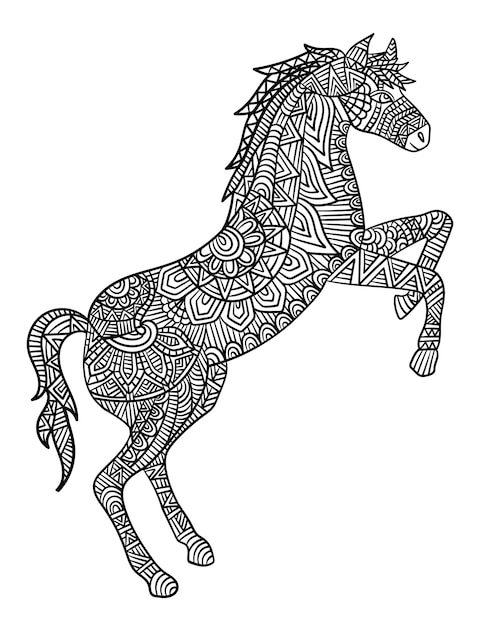 Premium Vector | Horse mandala coloring pages for adults