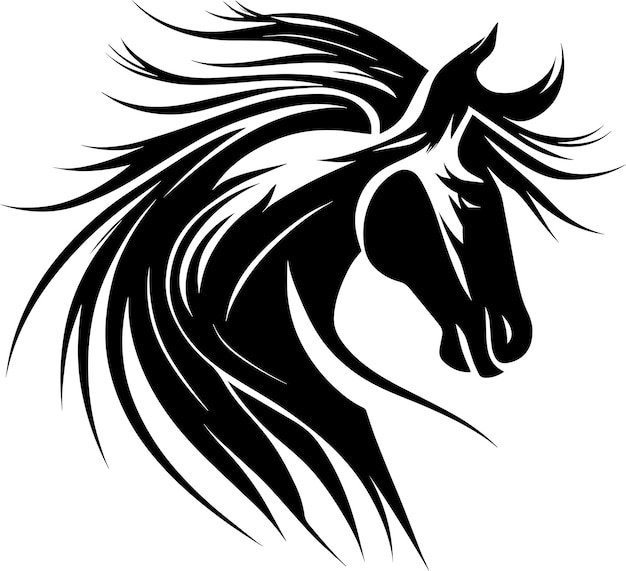 Logo di colore nero della mascotte del cavallo