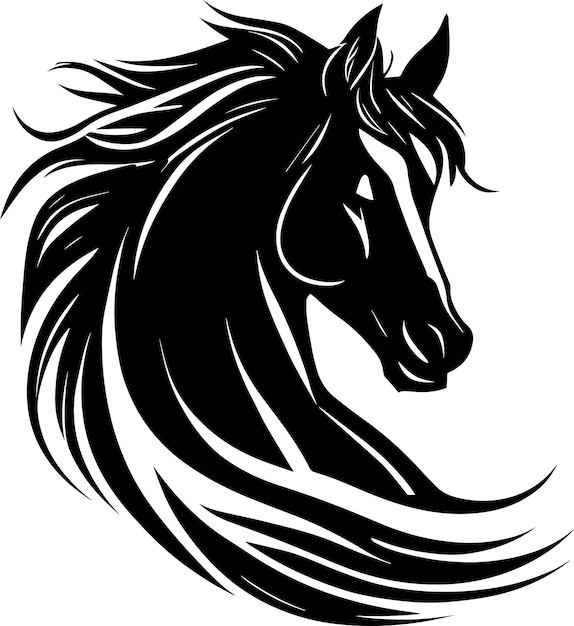 Horse Mascot Black Color Logo