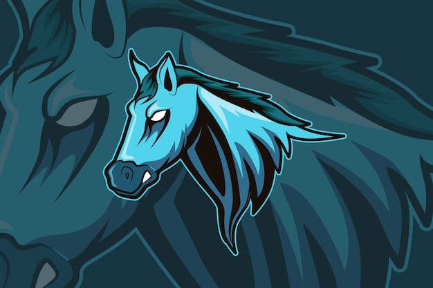 Horse mascot for sports and esports logo isolated on dark background