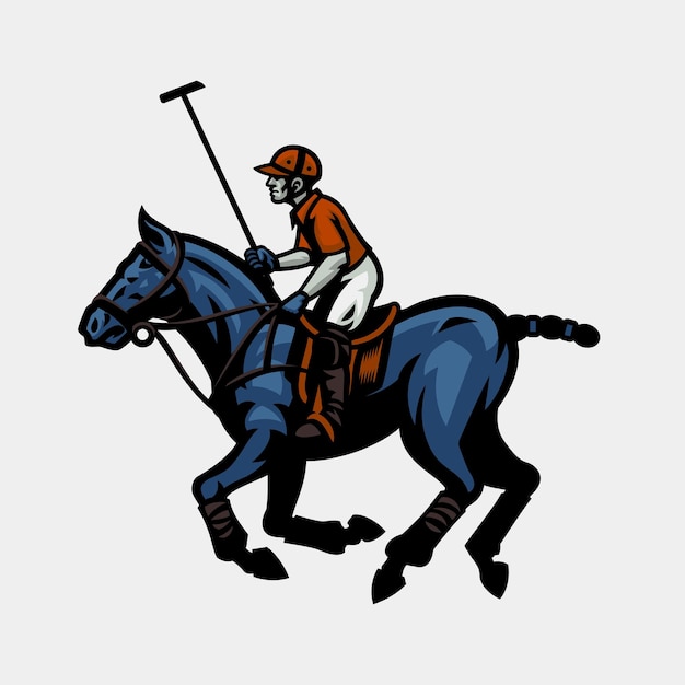 Vector horse polo sport player riding the horse