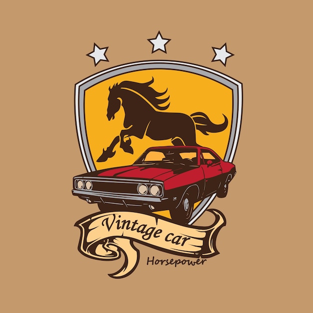 Premium Vector | Horse power old car vector illustration