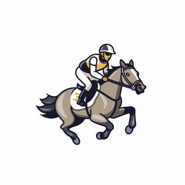 Horse race jockey on gallop vector Illustration on a white background