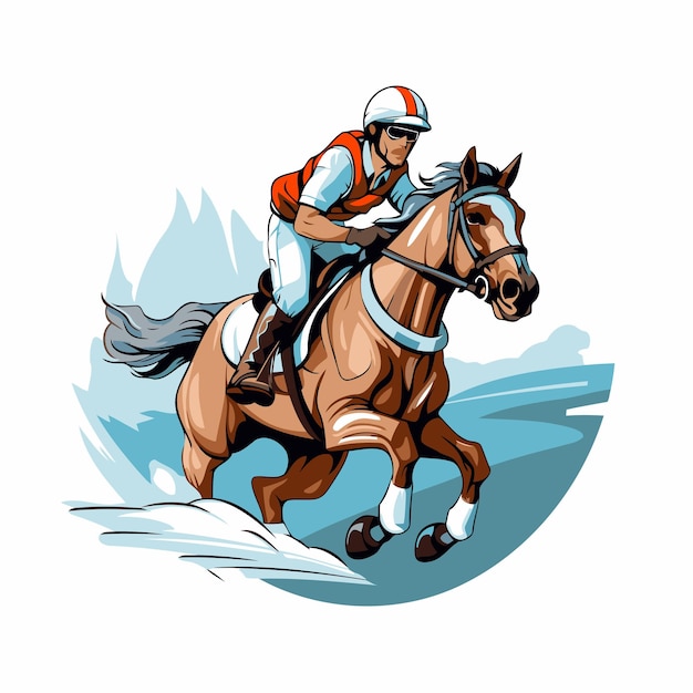 Vector horse race jockey riding on gallop vector illustration