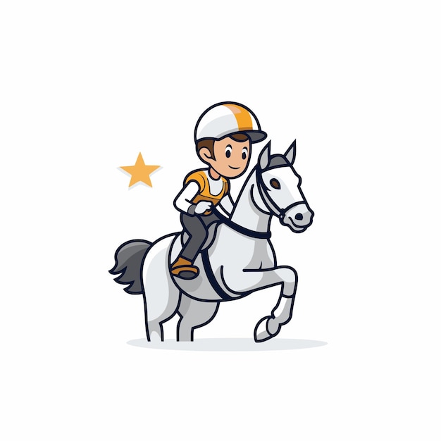 Vector horse racing and jockey vector illustration on white background