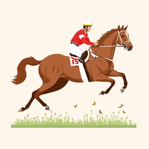 horse racing jockeys riding illustration