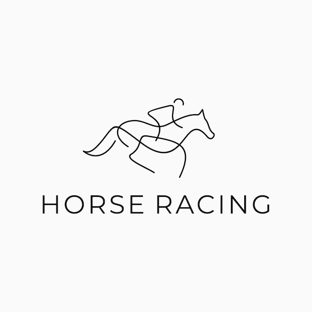 Horse racing line art logo icon design template