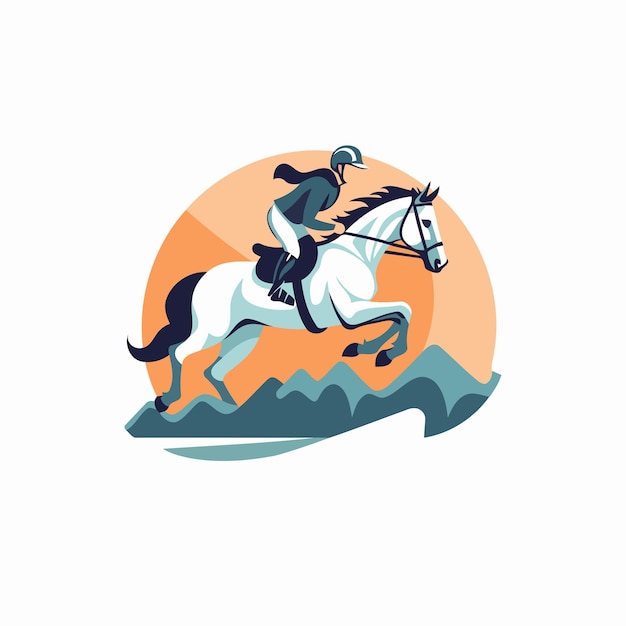 Vector horse rider logo design template equestrian sport icon