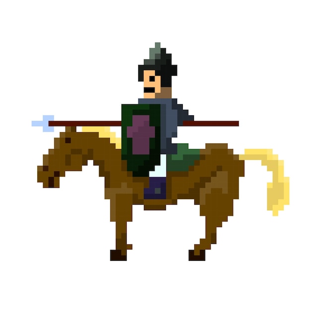 Vettore cavaliere con stile pixel art. illustrazione vettoriale