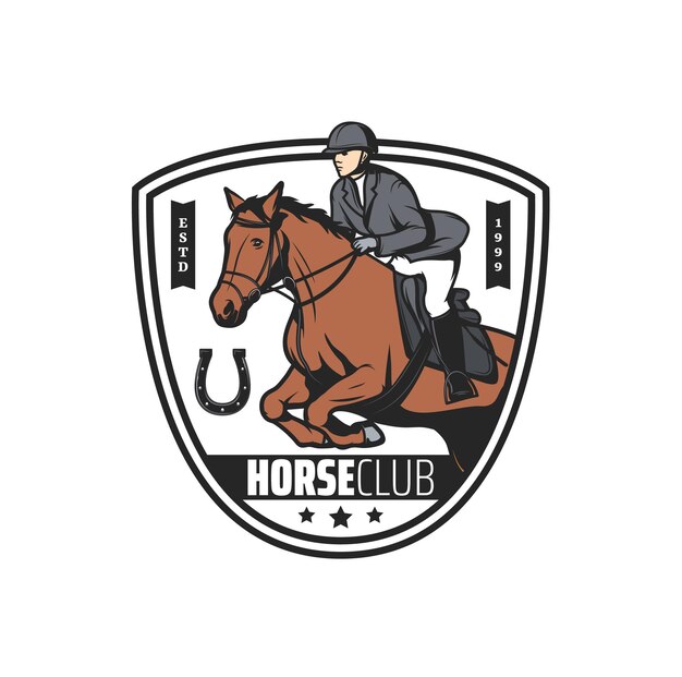 Horse riding club jockey polo sport races icon