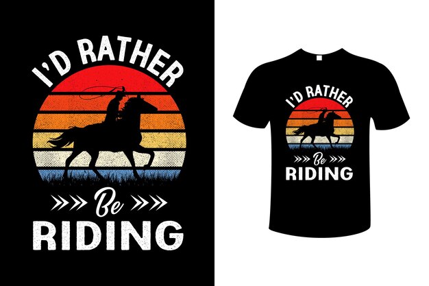 Horse Riding Colorful Typography Vintage Illustration Vector T-Shirt Design Template