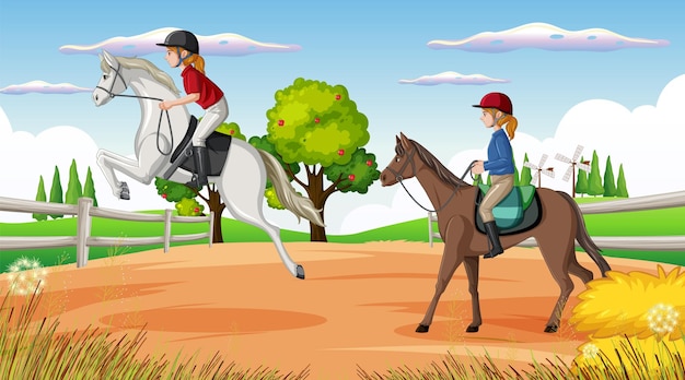 Horse riding scene with jockey and horse