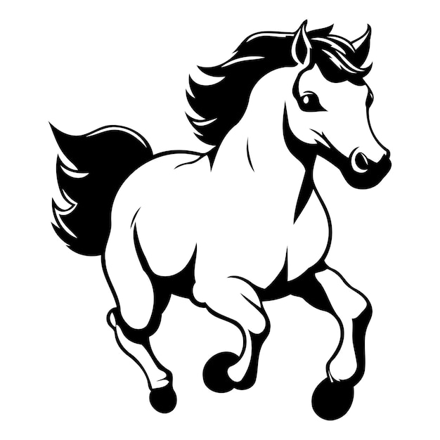Illustrazione vettoriale di cavallo in corsa isolata su sfondo beige vista laterale