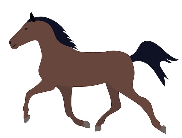 Horse runs in flat style vector, isolated